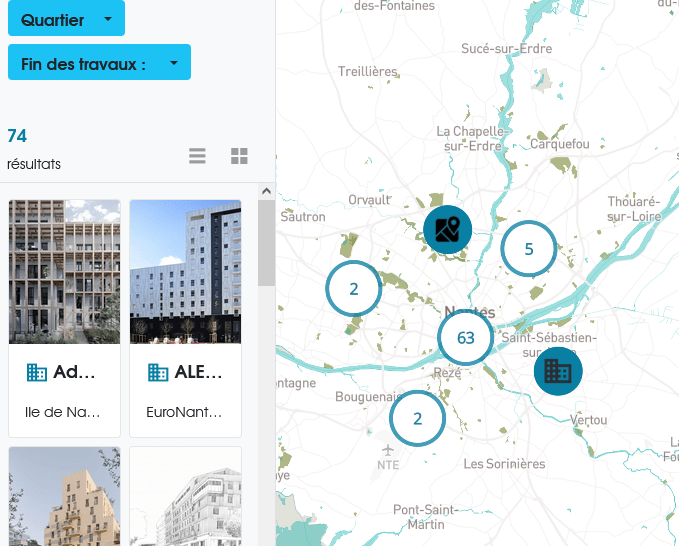 Carte interactive des projets urbains de la métropole nantaise